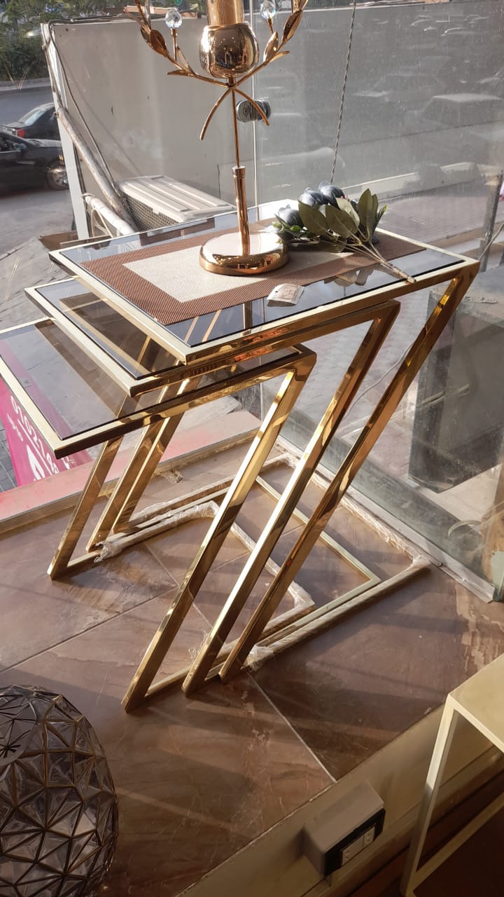 Triple Z stainless steel side table