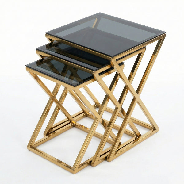 Set of 3 X Stainless 304 Side Table Set