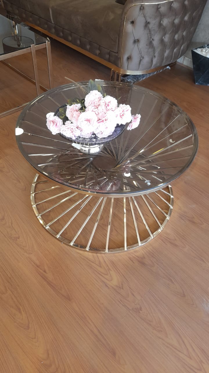 Spiral stainless steel center table