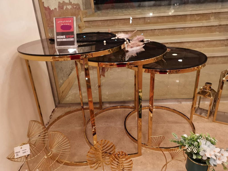 Round trio stainless steel side table