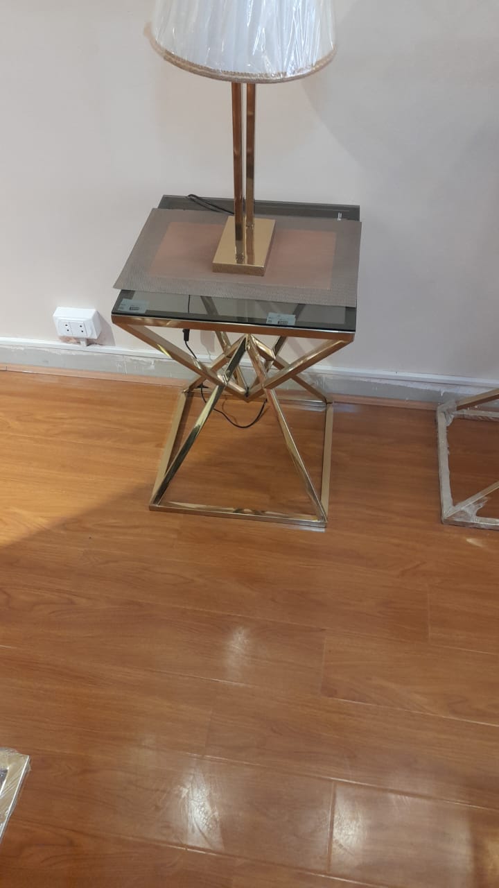 Pyramid stainless steel side table