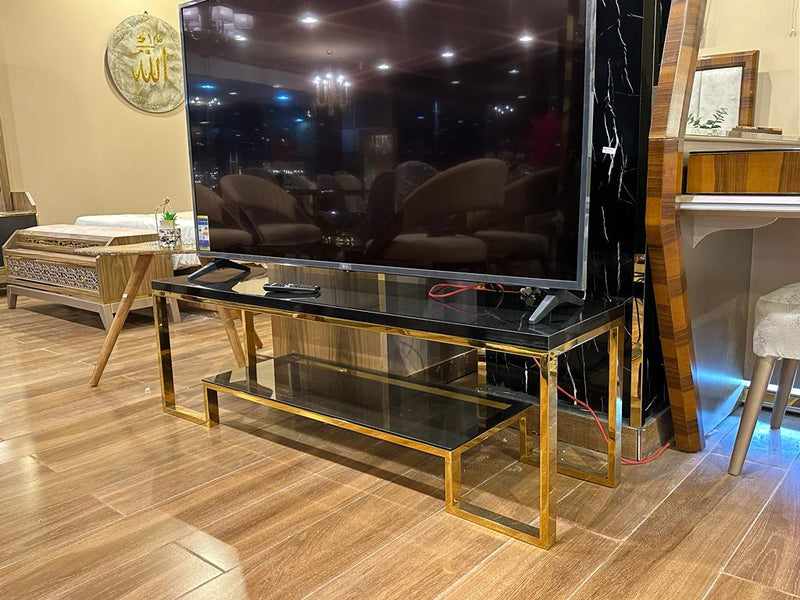 Bi level TV unit gold 150 cm