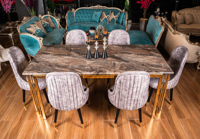 Gold x Beige Stainless Steel Dining table