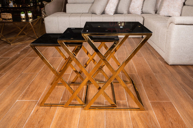 Set of 3 X stainless steel side tables