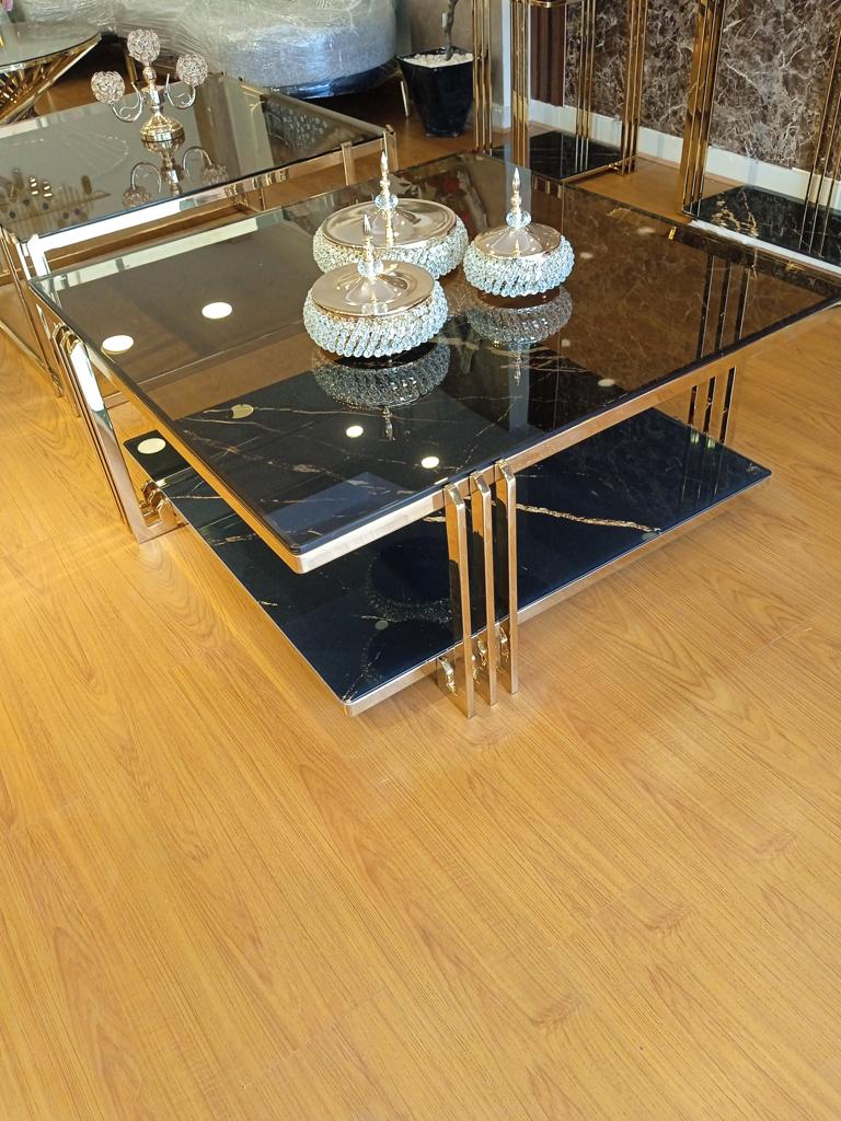 Marble stainless steel Center table (gold)