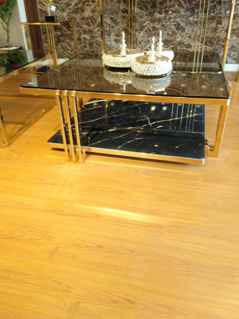 Marble stainless steel Center table (gold)