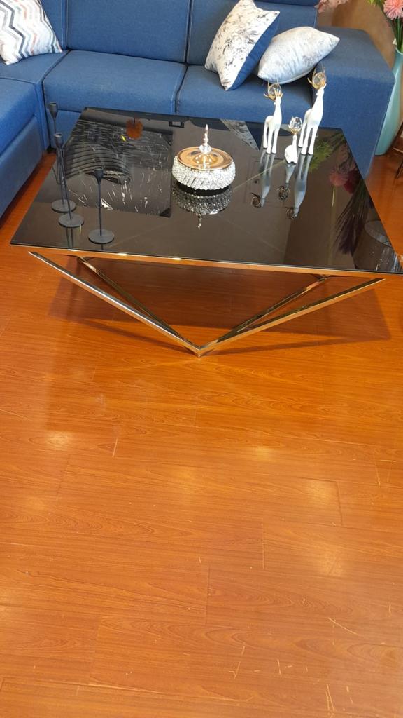 Diamond stainless steel center table Gold